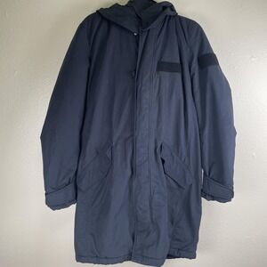 AllSaints Jacket Men S Navy Princeton Parka Hooded Sherpa Lined Coat Warm Comfy